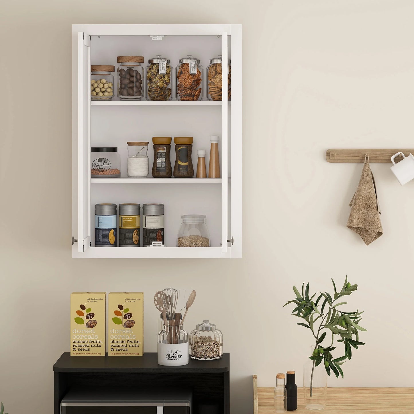 HOMCOM Bathroom Wall Cabinet, Modern Medicine Cabinet Wall Mounted, Over The Toilet Space Saver with 2 Doors and 2 Adjustable Shelves, White