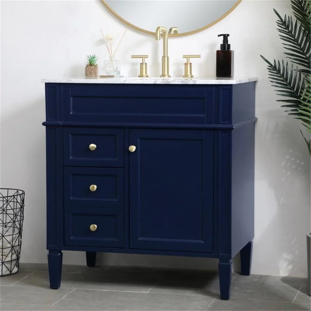 32 inch single bathroom vanity in blue