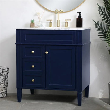 32 inch single bathroom vanity in blue