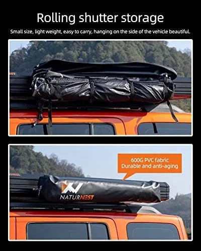 Naturnest Shower Tent with Roof and Floor mat, Overland Shower Awning, Bathroom Tent for SUV Car Camping Shower Tent, Portable Shower Tent Toilet Camping Privacy Shelters, Car Side Shower Room