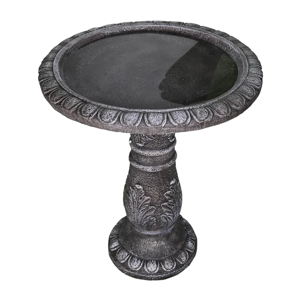 24.4 Inch Height Outdoor Bird Bath - Fibre Reinforced Concrete Large Bird Bath Stylish with Modern Pedestal for Garden, Patio, Lawn, Backyard