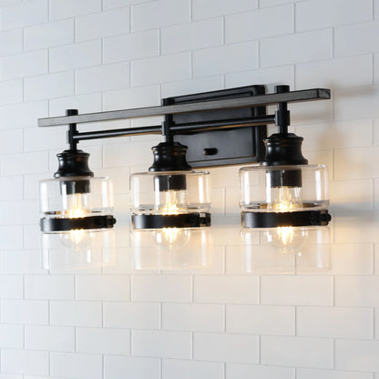 ExBrite 3-lights Bathroom Dimmable Black Vanity Lights Modern Wall Sconce Lighting Black 3-Lights Polished 13 to 24 Inches 4 to 8 Inches