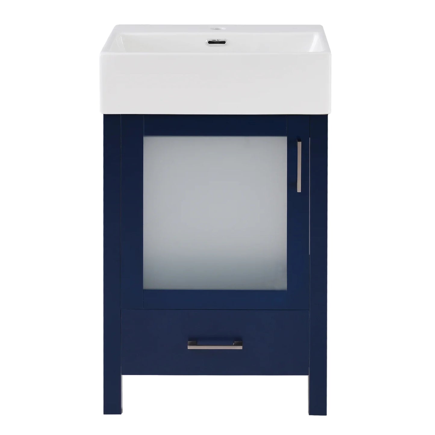 Harper & Bright Designs 20" Small Bathroom Vanity with Sink, Bathroom Vanity Cabinet with Ceramic Top and Storage Drawer, Blue