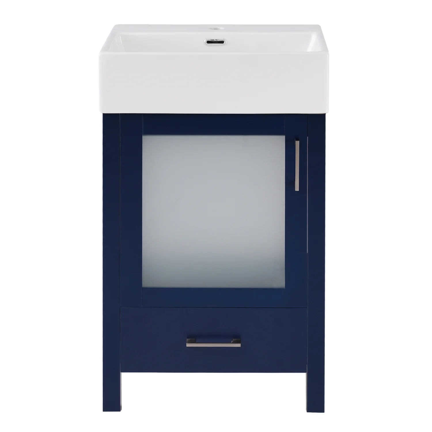 Harper & Bright Designs 20" Small Bathroom Vanity with Sink, Bathroom Vanity Cabinet with Ceramic Top and Storage Drawer, Blue