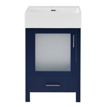 Harper & Bright Designs 20" Small Bathroom Vanity with Sink, Bathroom Vanity Cabinet with Ceramic Top and Storage Drawer, Blue
