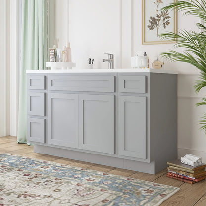 57 in. W x 21 in. D x 32.5 in. H Bath Vanity Cabinet without Top in Gray