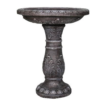 24.4 Inch Height Outdoor Bird Bath - Fibre Reinforced Concrete Large Bird Bath Stylish with Modern Pedestal for Garden, Patio, Lawn, Backyard