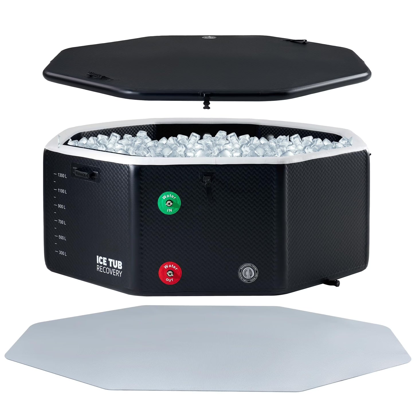 Jocisland Inflatable Cold Plunge Tub for Athletes, Ice Bath Tub with Insulated Lid Non-Slip Mat, Water Chiller Compatible, Portable for Outdoor & Indoor Recovery, 150 Gal, 59"L x 32"W x 28"H