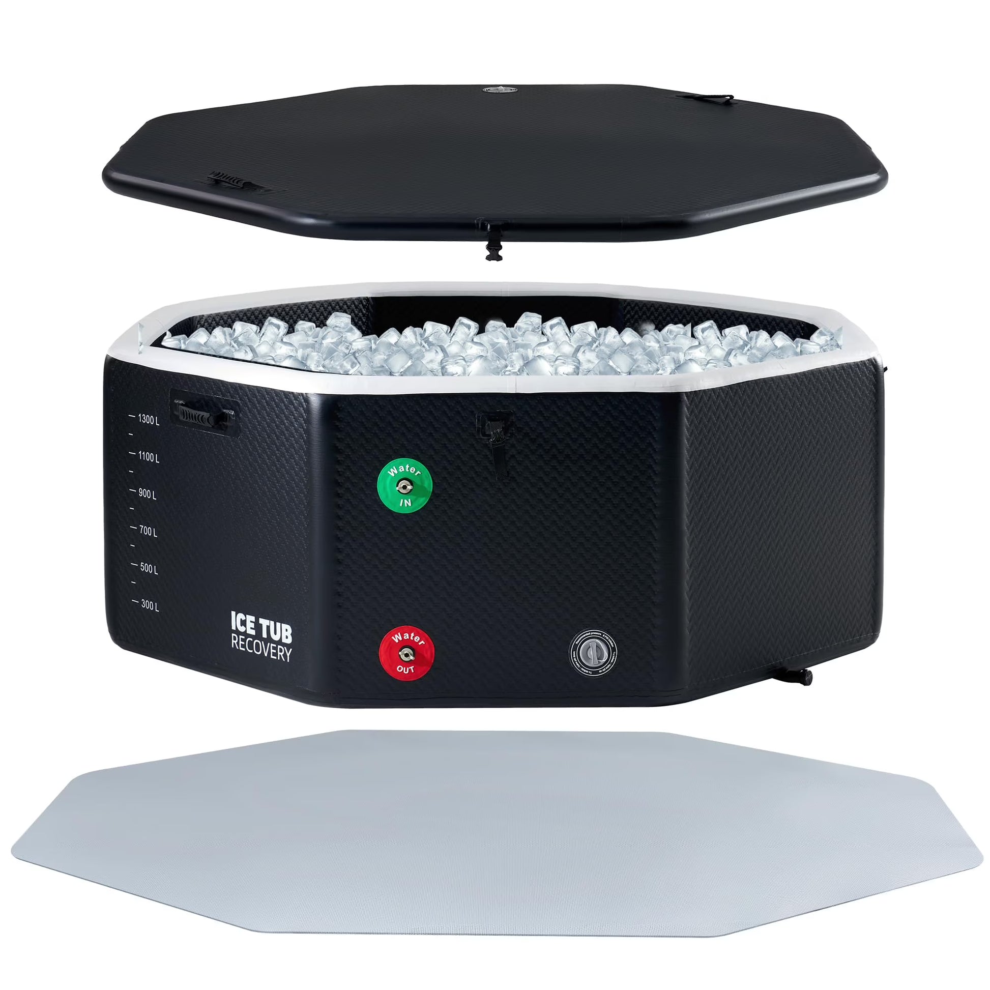 Jocisland Inflatable Cold Plunge Tub for Athletes, Ice Bath Tub with Insulated Lid Non-Slip Mat, Water Chiller Compatible, Portable for Outdoor & Indoor Recovery, 150 Gal, 59"L x 32"W x 28"H