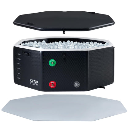 Jocisland Inflatable Cold Plunge Tub for Athletes, Ice Bath Tub with Insulated Lid Non-Slip Mat, Water Chiller Compatible, Portable for Outdoor & Indoor Recovery, 150 Gal, 59"L x 32"W x 28"H