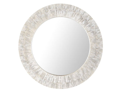 Kouboo Round Capiz Seashell Sunray Wall Mirror, Round Wall Mirror, Mirror For Bathroom Bedroom Living Room Entryway, Natural White