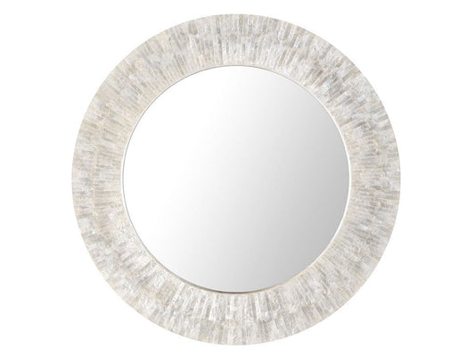 Kouboo Round Capiz Seashell Sunray Wall Mirror, Round Wall Mirror, Mirror For Bathroom Bedroom Living Room Entryway, Natural White