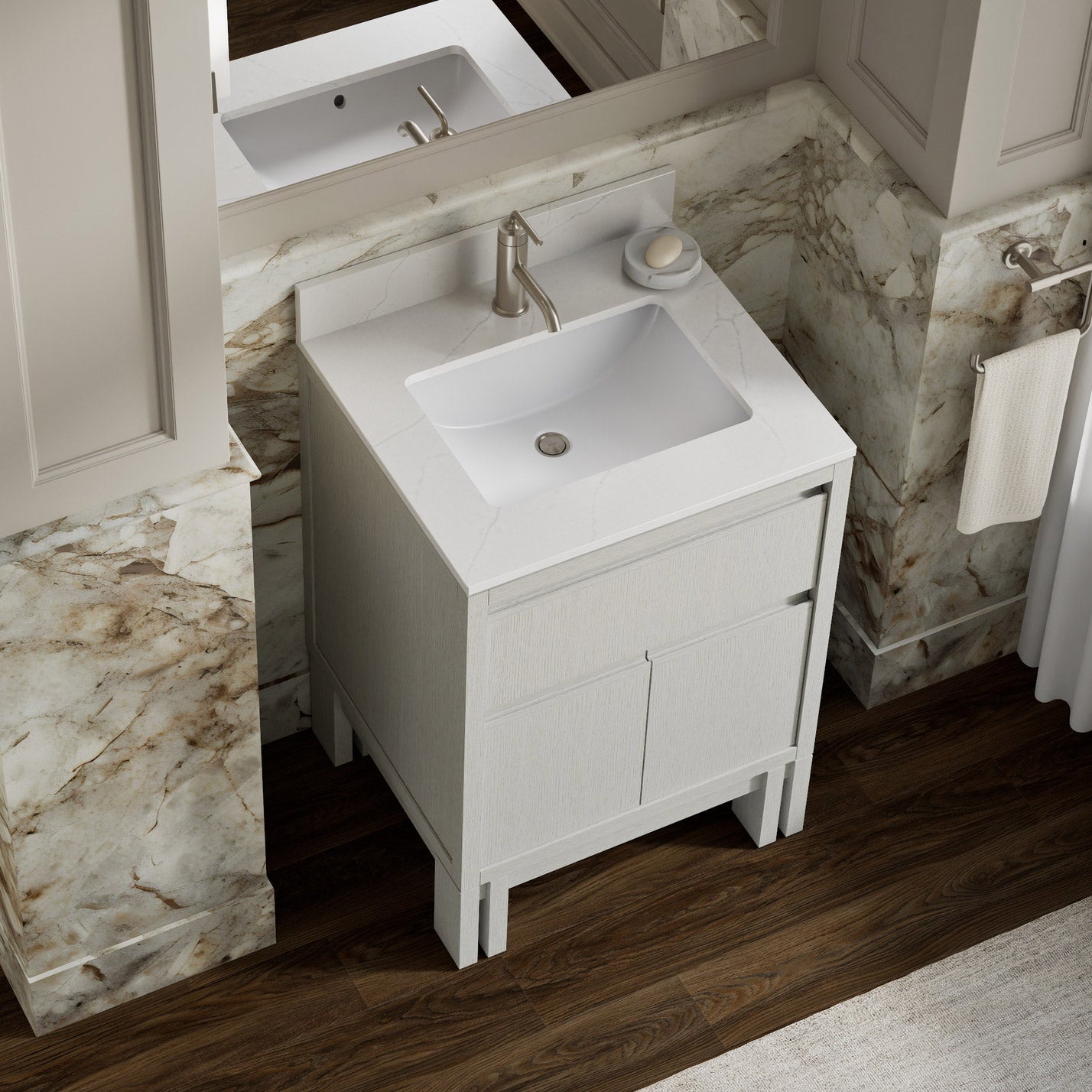 Kohler Solive Bathroom Vanity with Sink and Quartz Top in White