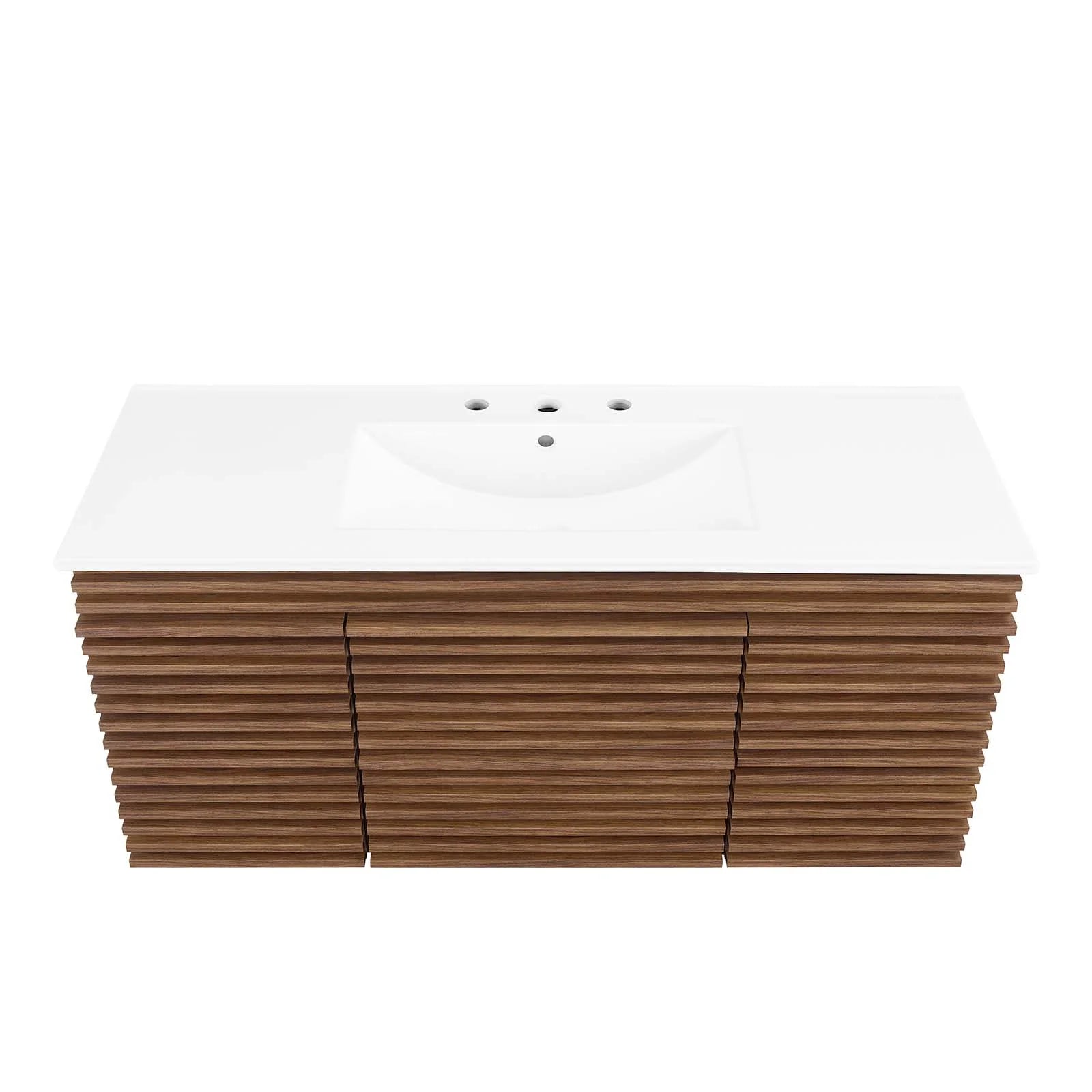 Modway Render 48" Wall-Mount Bathroom Vanity in Walnut White