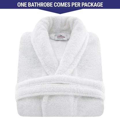 American Soft Linen, Mens and Womens Robes, Unisex Bathrobes, M-L, White