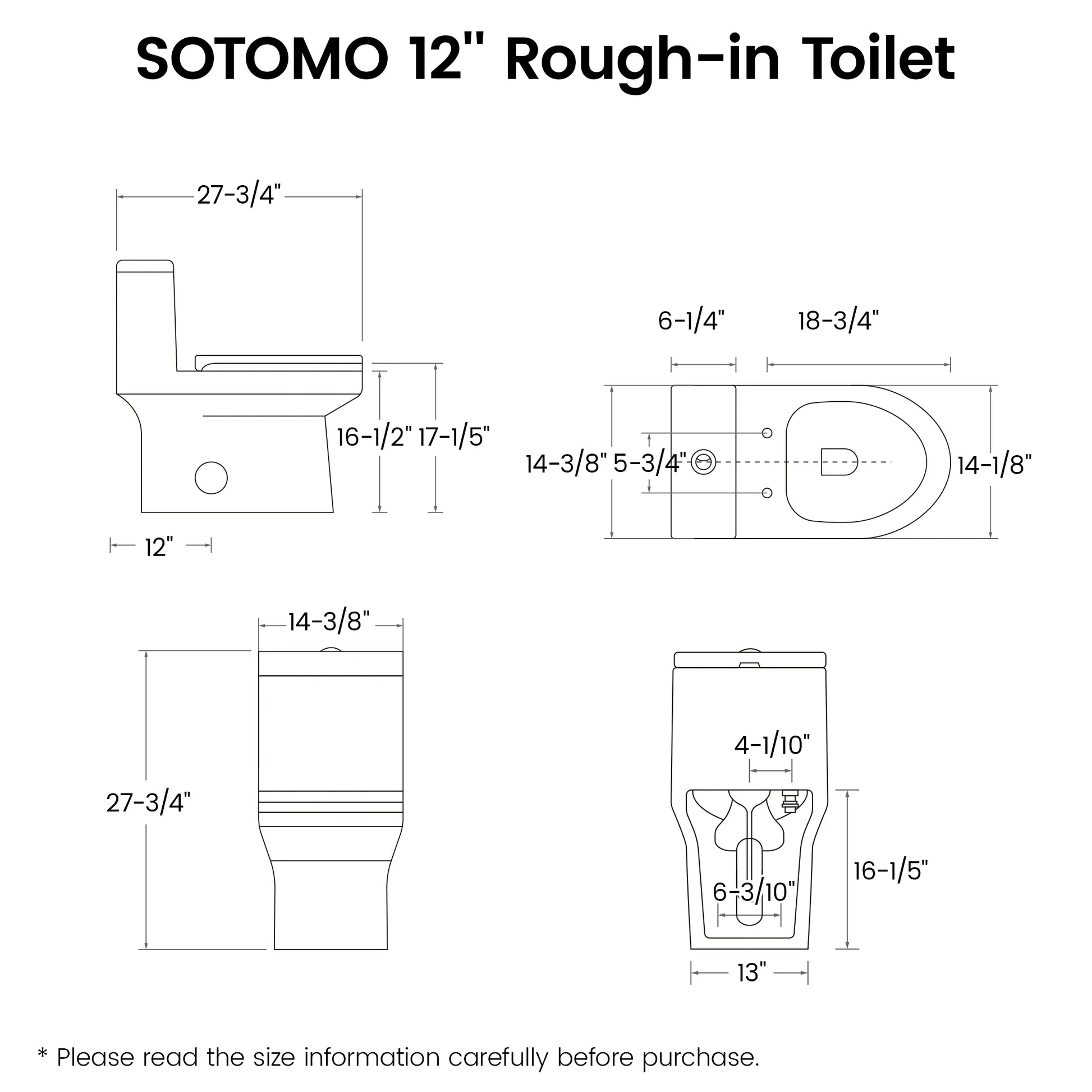 SOTOMO Elongated ADA Compliant One Piece Toilet, 17.2" Comfort Seat Height, 1.1/1.6 GPF Dual Flush, MAP 1000g, Soft-Close & Quick Release Seat, 12" Rough-In, Fully Skirted Toilet for Bathroom