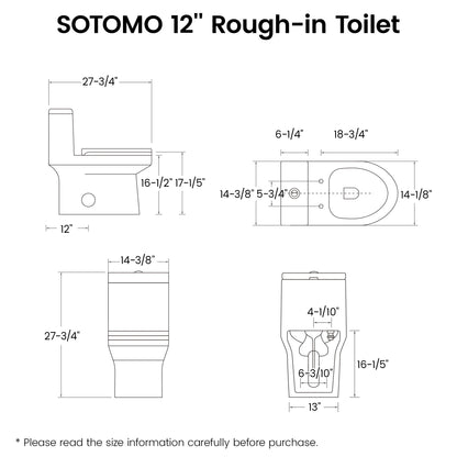 SOTOMO Elongated ADA Compliant One Piece Toilet, 17.2" Comfort Seat Height, 1.1/1.6 GPF Dual Flush, MAP 1000g, Soft-Close & Quick Release Seat, 12" Rough-In, Fully Skirted Toilet for Bathroom