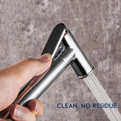 Handheld Bidet Sprayer for Toilet, Chrome Baby Cloth Diaper Washer Set Brass Bathroom Sprayer Kit Wall Mounted Bathroom Bidet Faucet with Hot and Cold Water, Anti Leaking Hose