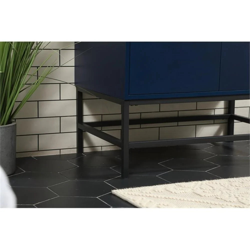 Elegant Decor Eugene 30" Aluminum MDF Single Bathroom Vanity in Blue