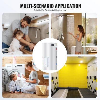 VEVOR Electric Water Heater, 18 Gallon Tank Instant Hot Water Heater, 1.6Kw Tankless Water Heater w/ LED Display,Knob Control, IPX4 Waterproof Side Connection On Demand Heaters for Shower, Bath