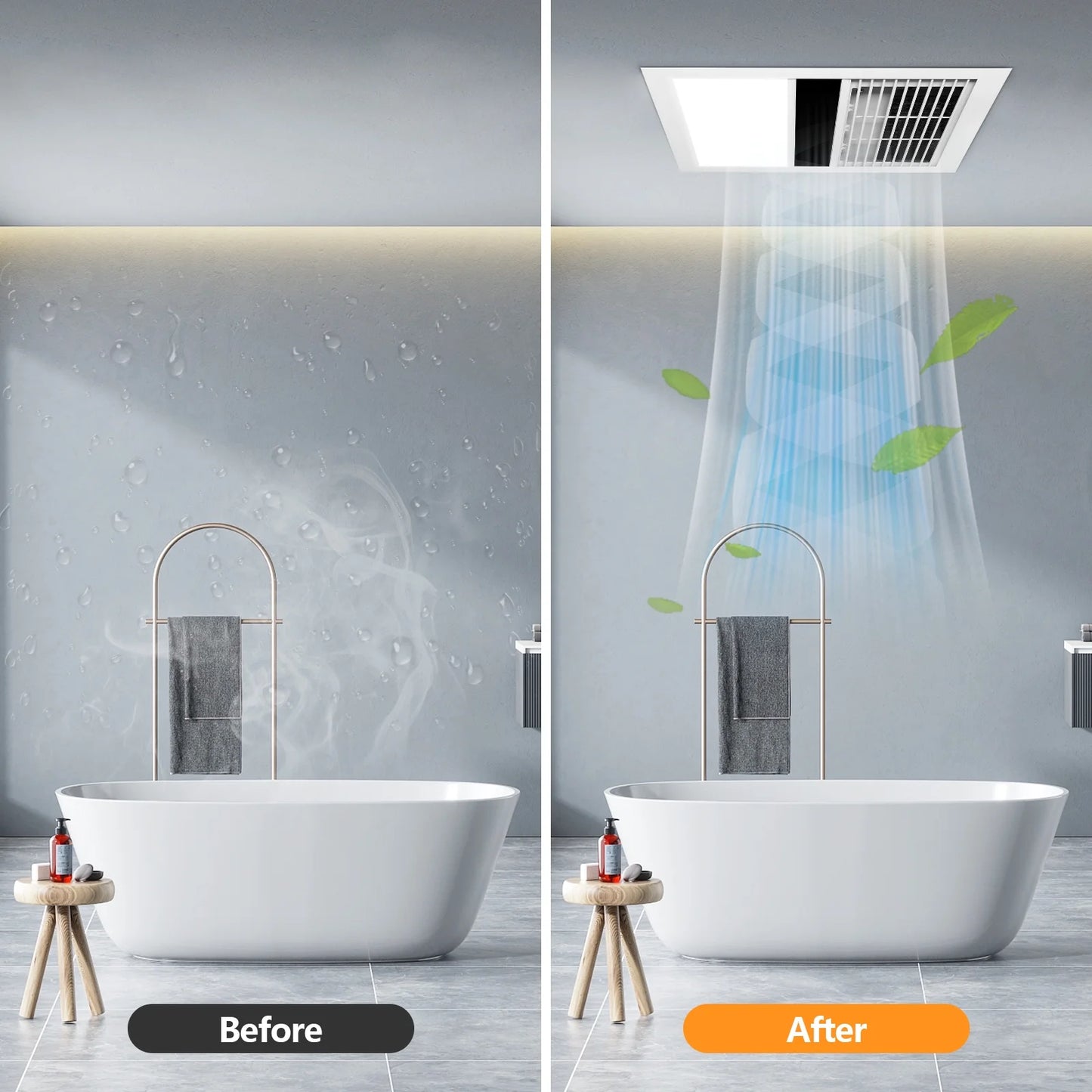 Bathroom Exhaust Fan, Heater, LED Light Combo, Bathroom Fan 2300 Watt Heater 100CFM