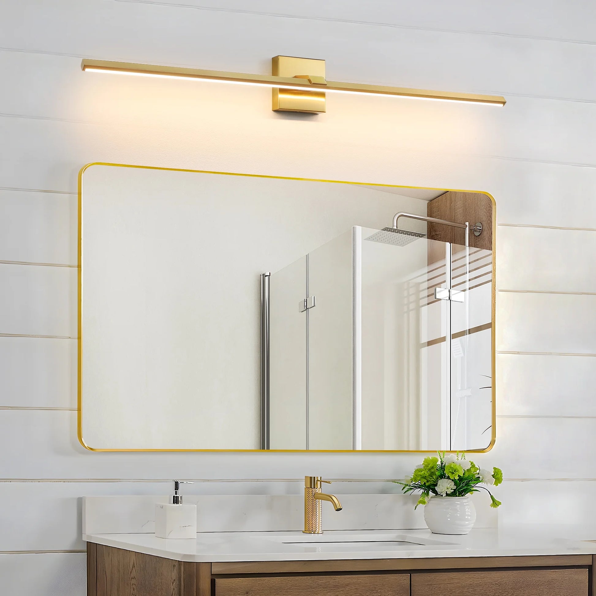 Modern Vanity Lighting Fixtures 39 Inch Bathroom Vanity Lights Over Mirror Wall Sconce for Bathroom Gold Warm Lighting Bath Wall Sconce
