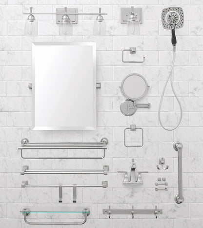Chandler 26" x 22" Square Tilt Bathroom Mirror, Chrome