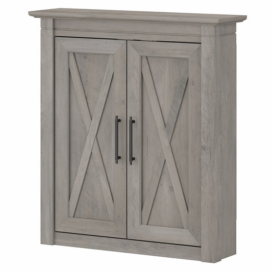 Bush Furniture Key West Bathroom Wall Cabinet with Doors in Driftwood Gray