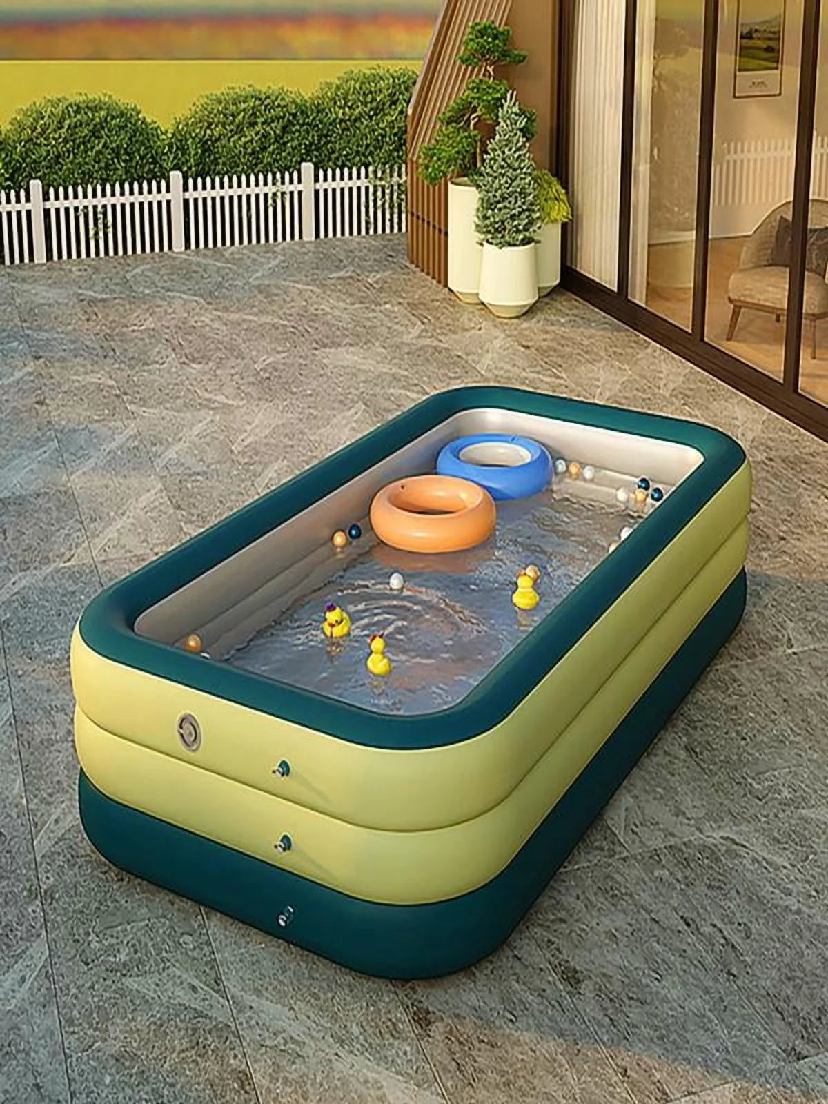Family Inflatable Swimming Pool, Inflatable Pool for Baby, Kiddie, Kids, Adult, Outdoor, Garden, Backyard, Summer Water Party Inflatable Bathtub for Indoor or Outdoor