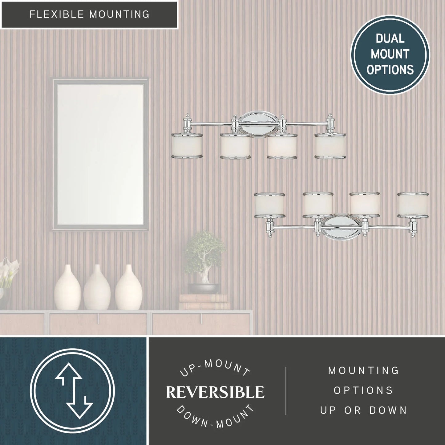 Carlisle 4 Light Chrome Bathroom Vanity Fixture