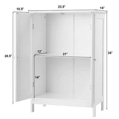 Topbuy Bathroom Storage Cabinet with Double Doors Wooden Cupboard, White