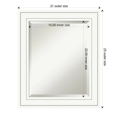 Amanti Art Beveled Wood Bathroom Wall Mirror - Craftsman White Frame Outer Size: 21 x 25 in