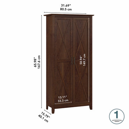 Bush Furniture Key West Tall Bathroom Storage Cabinet with Doors, Bing Cherry