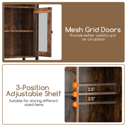 Topbuy Over The Toilet Storage Cabinet 5-Tier Bathroom Toilet Organizer w/2 Metal Mesh Doors & 3-Position Adjustable Shelf