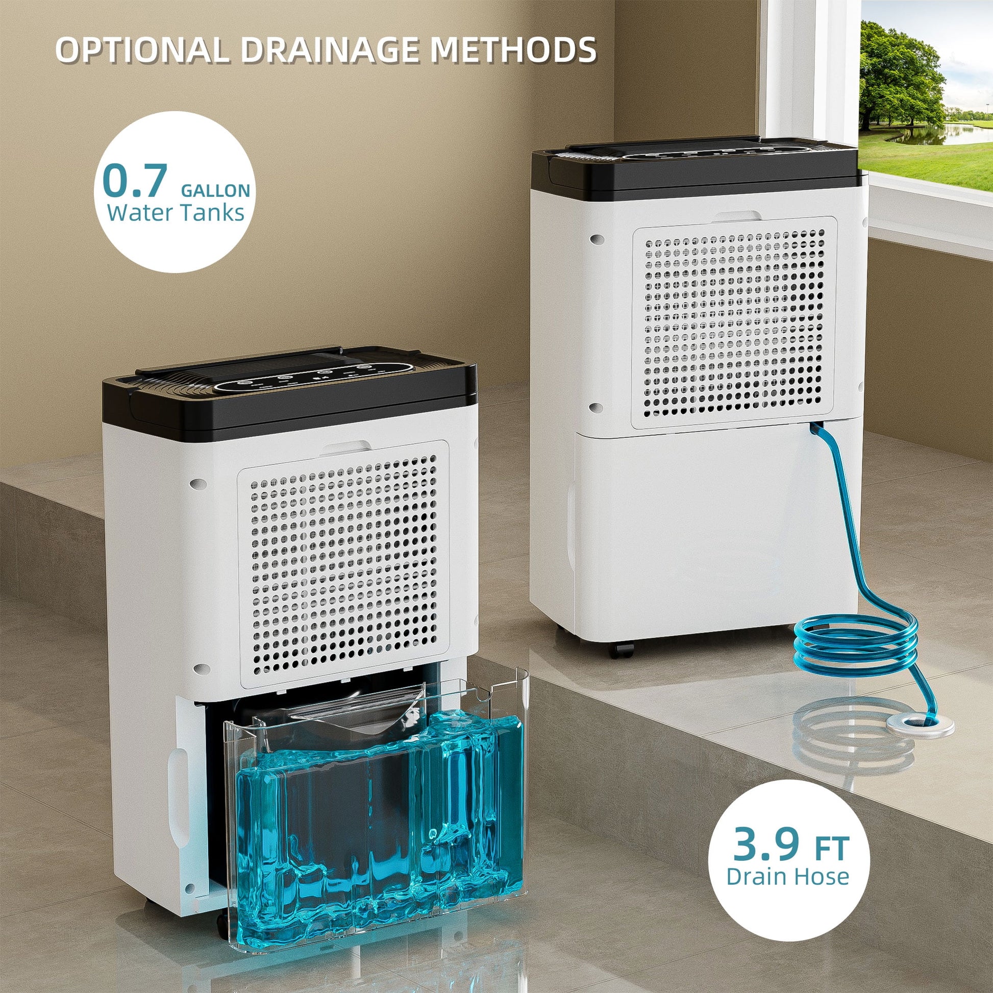 Rocyis 19 Pint (DOE) for 4500 sq. ft. Dehumidifier for Home, Humidity with Auto Shut off, Auto Drain or Manual Drainage, 0.8 gal Water Tank Capacity for Basements, Bedroom, Bathroom