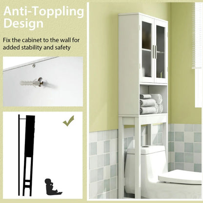 Yardi Yard Over the Toilet Bathroom Storage Cabinet with Adjustable Shelf, Bathroom Organizers and Storage