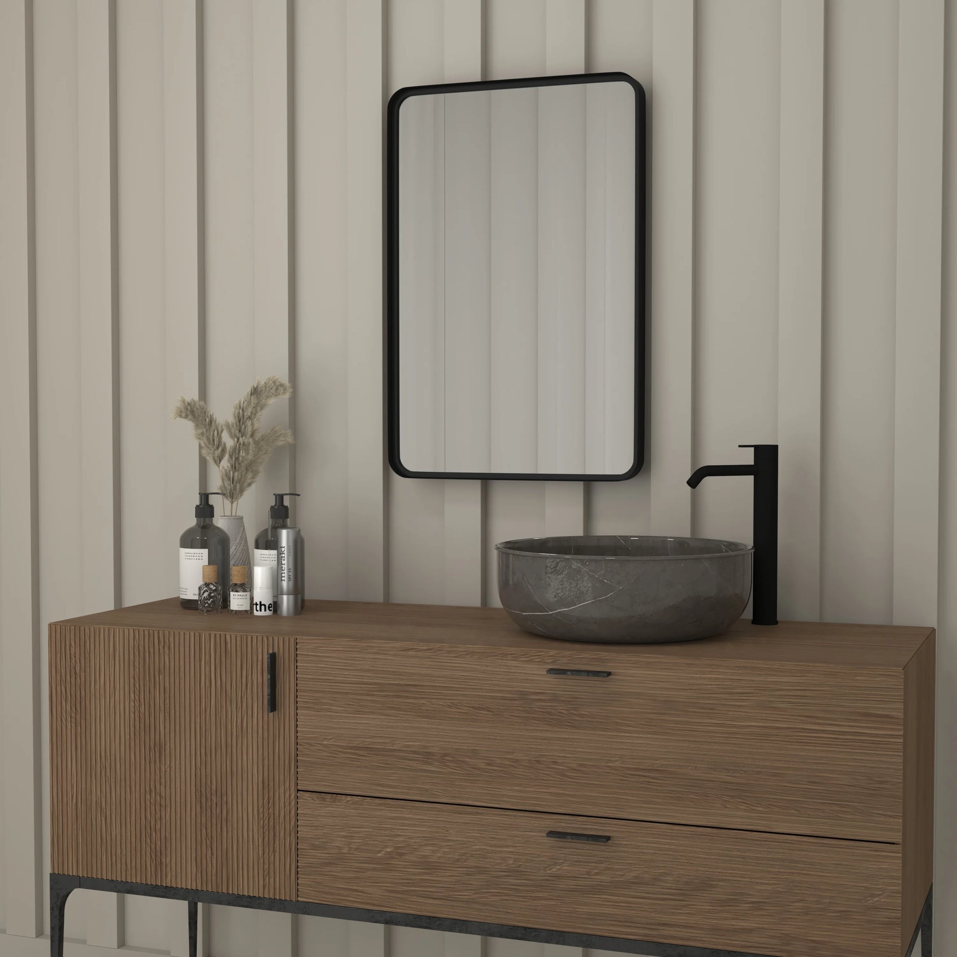 Emma + Oliver 20" x 30" Rectangular Wall Mirror with Black Frame, Silver Backing for Clarity and Shatterproof Glass for Entryways, Bathrooms & More