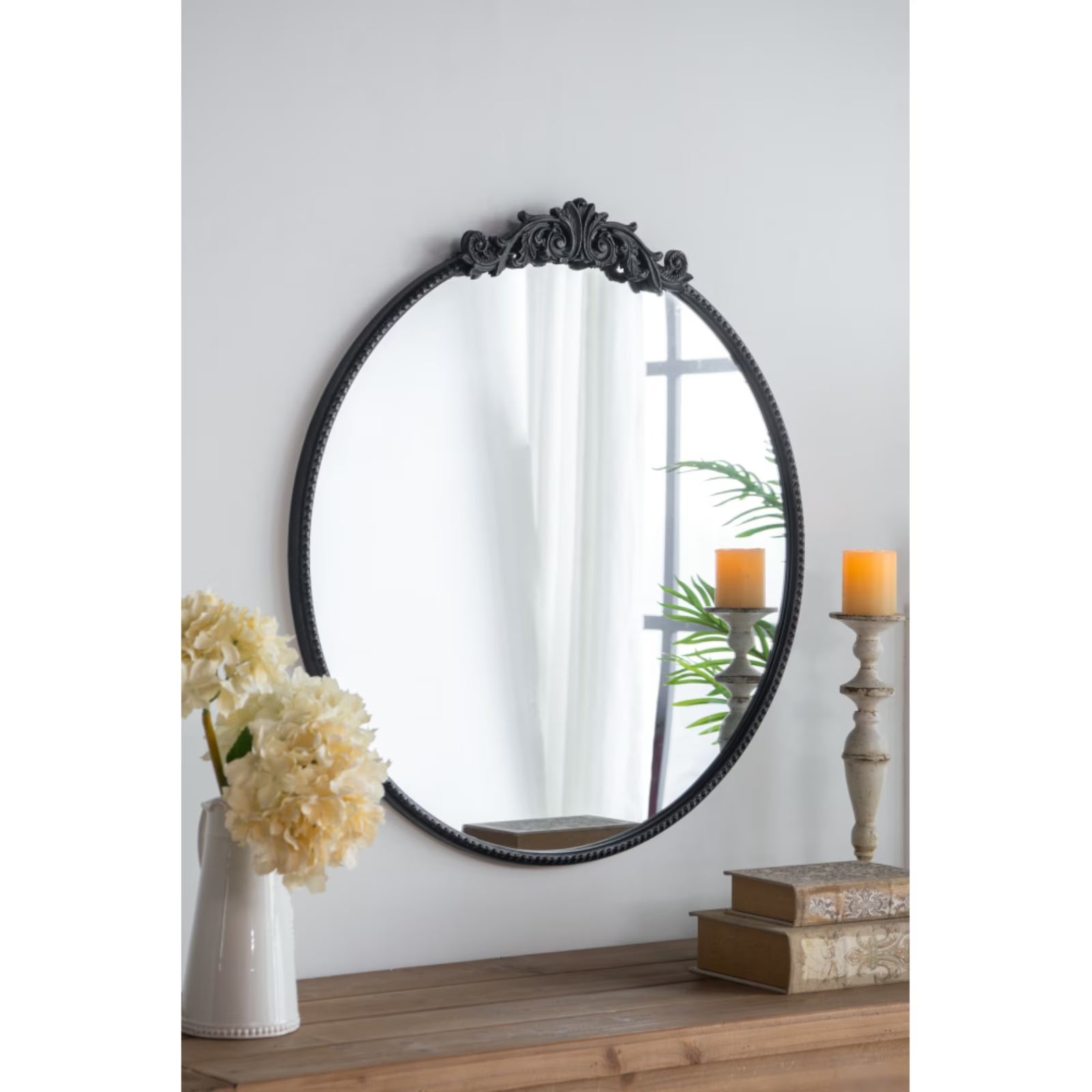 Gallan 36x 39 Inch Oval Gold Mirror, Wall Mounted Mirror with Metal Frame, Suitable for Bathroom, Living Room, Bedroom