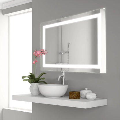 Costway Bathroom LED Mirror Wall-mounted 3-Color Dimmable Touch Button Rectangle