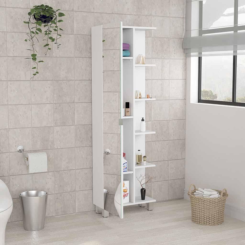 DUOSONG Urano Mirror Linen Cabinet, Four Interior Shelves, Five External Shelves -White White Particle Board Bath & Faucets Bathroom Storage