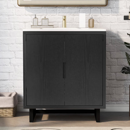 Harper & Bright Designs 30" Bathroom Vanity Set with Sink Combo Cabinet, Bathroom Vanity Storage Cabinet, Solid Wood Frame