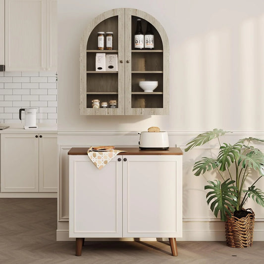 Arched Wall Mounted Bathroom Cabinet, Bathroom Wall Mounted Cabinet Over Toilet Storage Organizer Modern 4-Tier Wall Hanging Storage Organizer Medicine Cabinet Hanging Cabinet 24"w x 28''h x 9''d