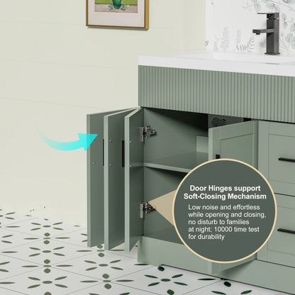Eclife 60" Double Sink Bathroom Vanity with Resin Sink Top and Zinc Alloy Faucet