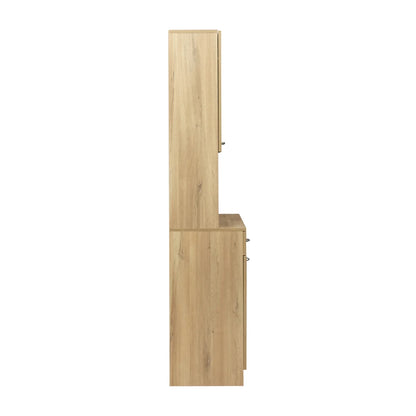 70.87" Tall Wardrobe & Kitchen Cabinet, Freestanding Storage Cabinets with 6 Doors, 1 Open Shelves and 1 Drawer, Versatile Floor Buffet Hutch Cupboard for Bedroom Bathroom Kitchen, Oak