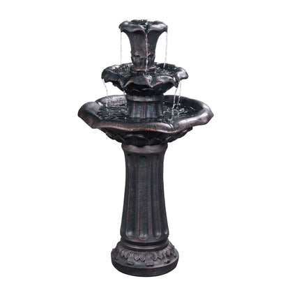 Teamson Home 37.8" 3-Tier Lily Birdbath Water Fountain