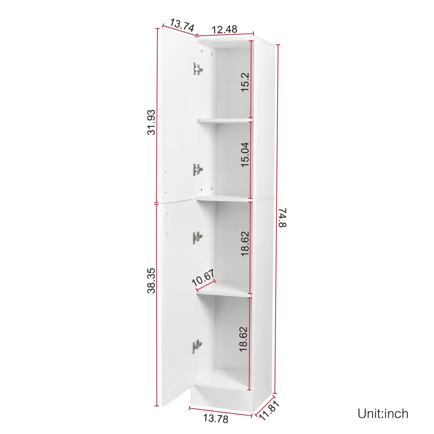 Slim Tall Storage Cabinet,Pantry Cabinet with Doors Shelves Small Space for Kitchen Living Room Bathroom