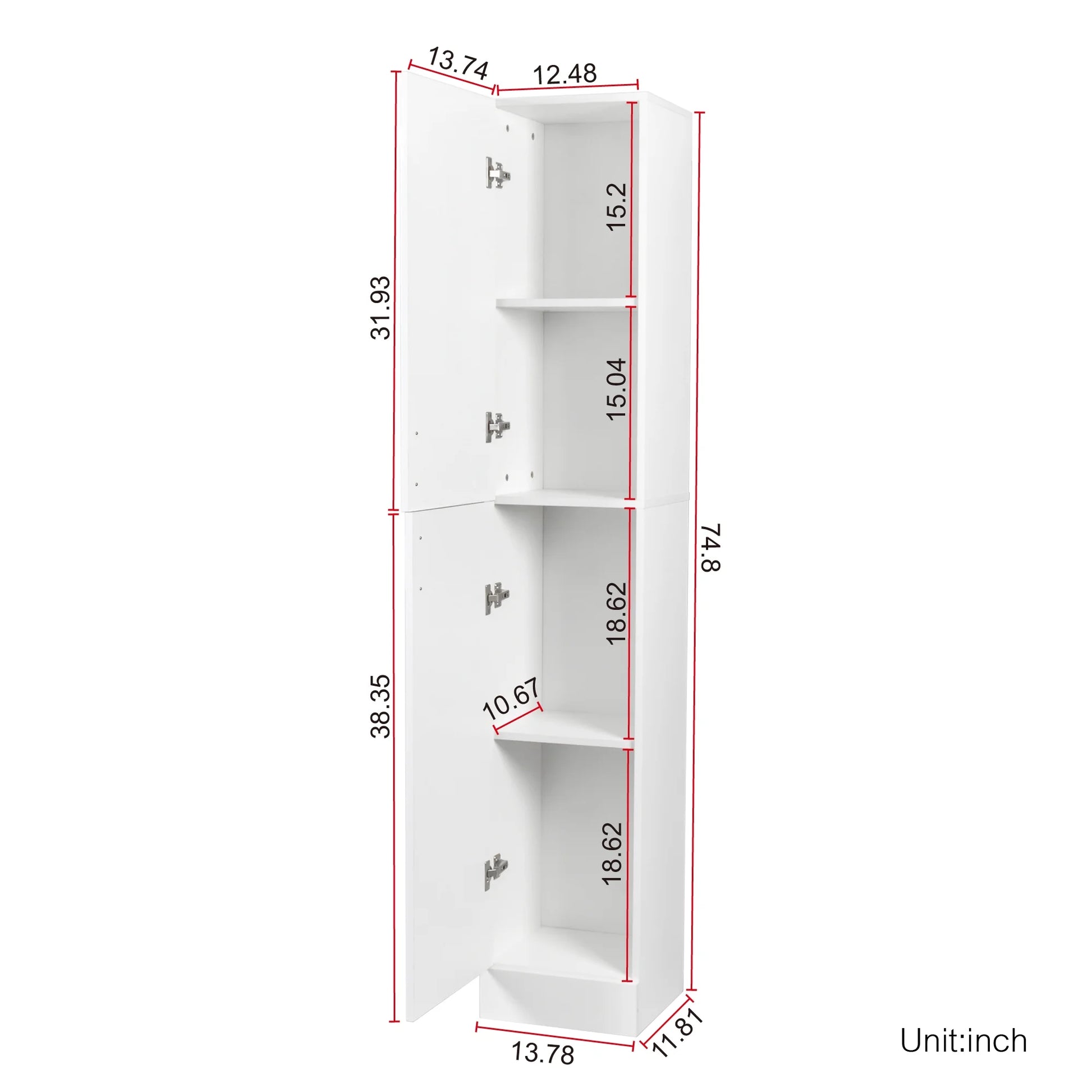 Slim Tall Storage Cabinet,Pantry Cabinet with Doors Shelves Small Space for Kitchen Living Room Bathroom