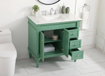 Elegant Decor Lexington 36" Solid Wood Single Bathroom Vanity in Blue