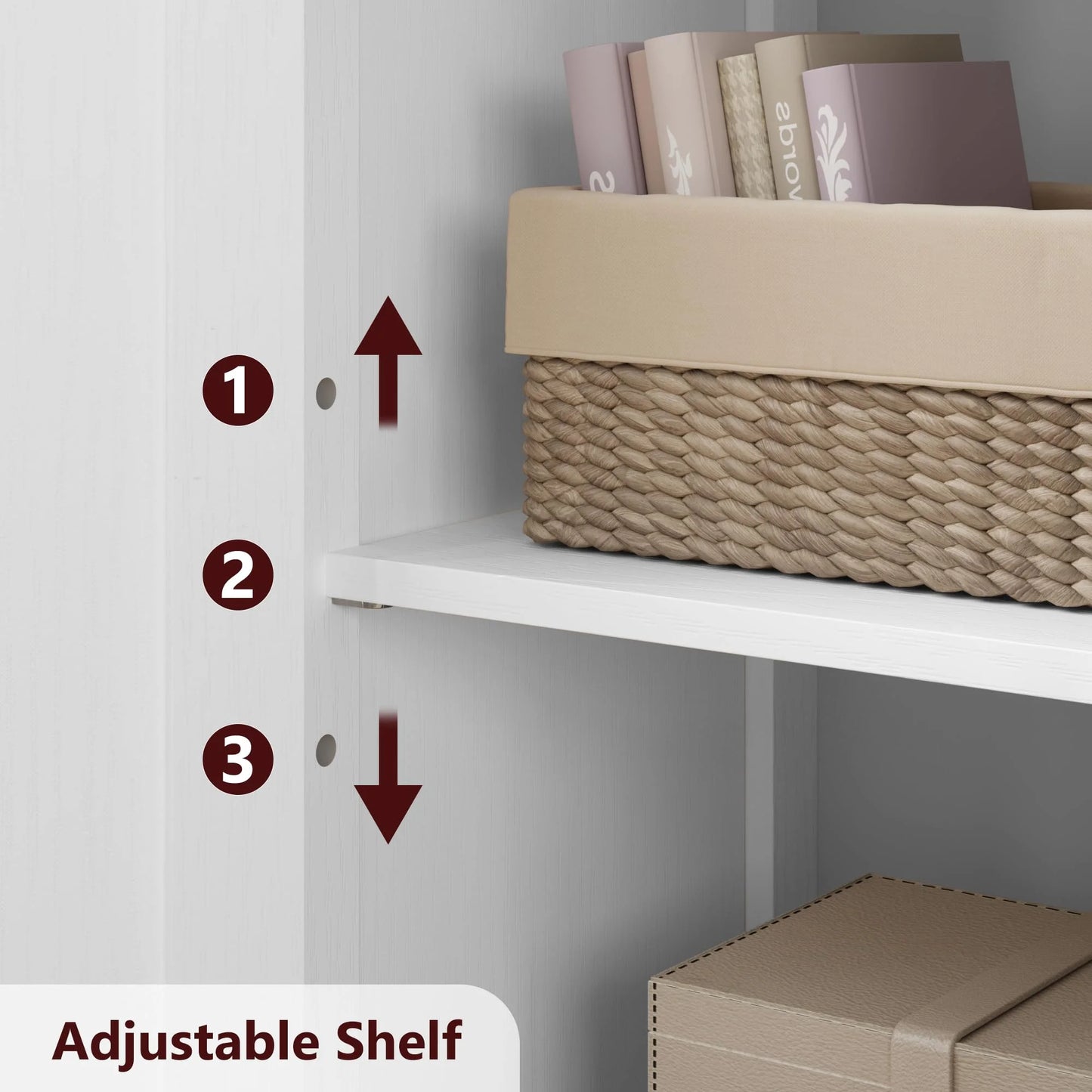 AOILE Farmhouse Bathroom Storage Cabinet with Glass Doors & Adjustable Shelves, Freestanding Kitchen Pantry Cabinet