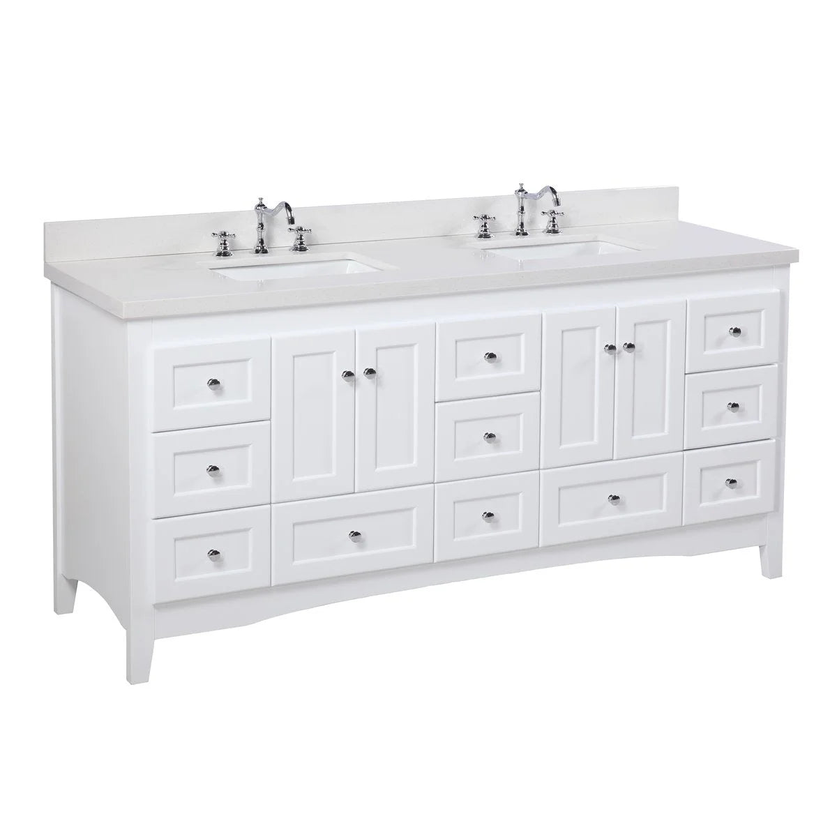 Abbey 72" Double Bathroom Vanity with Marine Gray Cabinet and Quartz Top